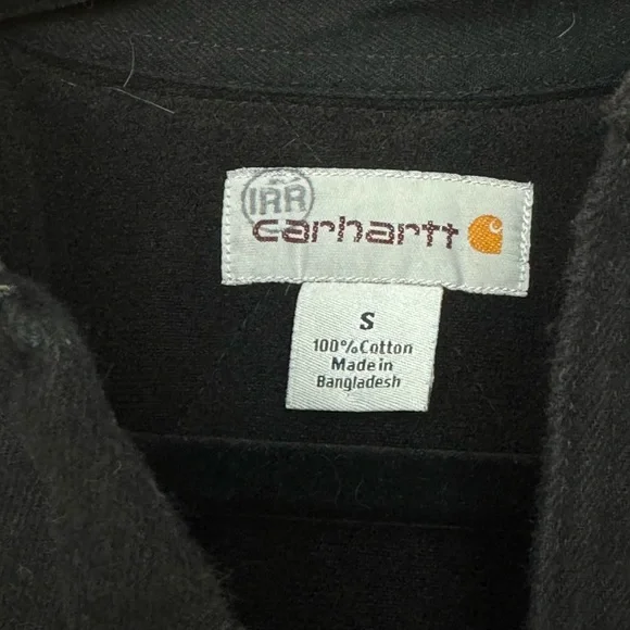 Carhartt Black Snap Front Work Shirt Jacket Rugged Flex Men’s Small #100093
